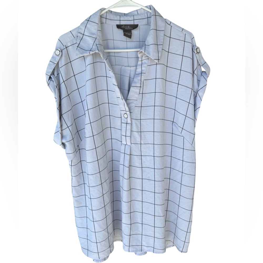 Olivia & Martin Grid Button Down Shirt sz 1x